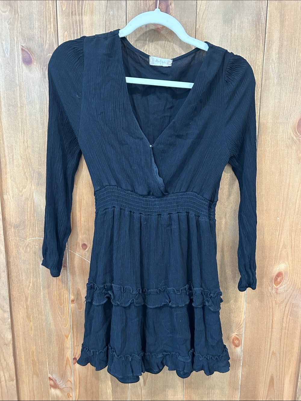 Black Ruffled Long Sleeve Mini Dress by altered state women’s small